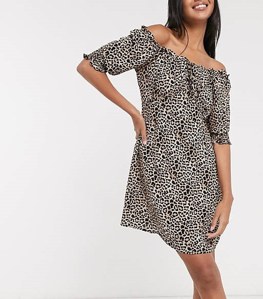 Leopard puff hotsell sleeve dress