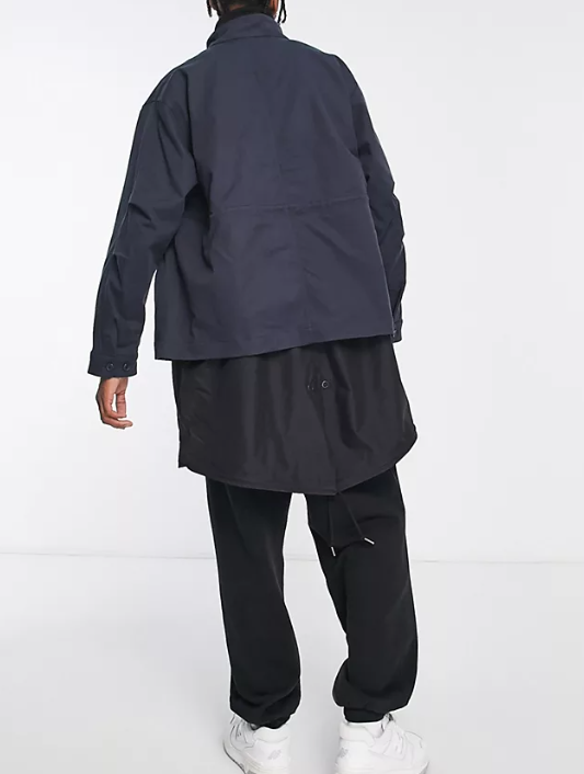 Fred Perry Mens 2 In 1 Double Layered Parka In Navy Sale Lab UK
