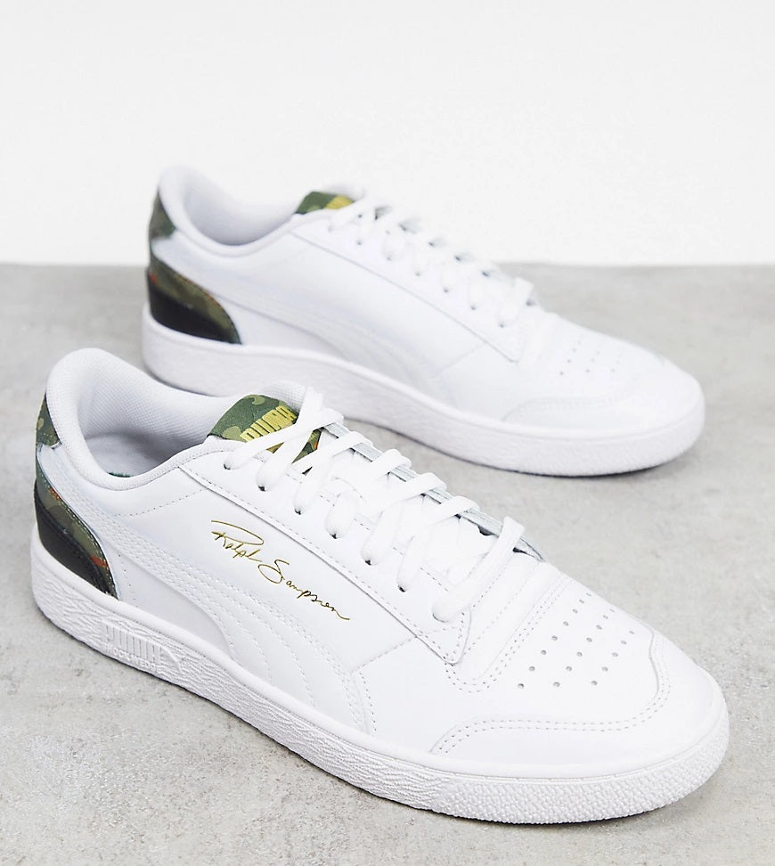 Puma Mens Ralph Sampson Trainers With Camo Heel Details in White