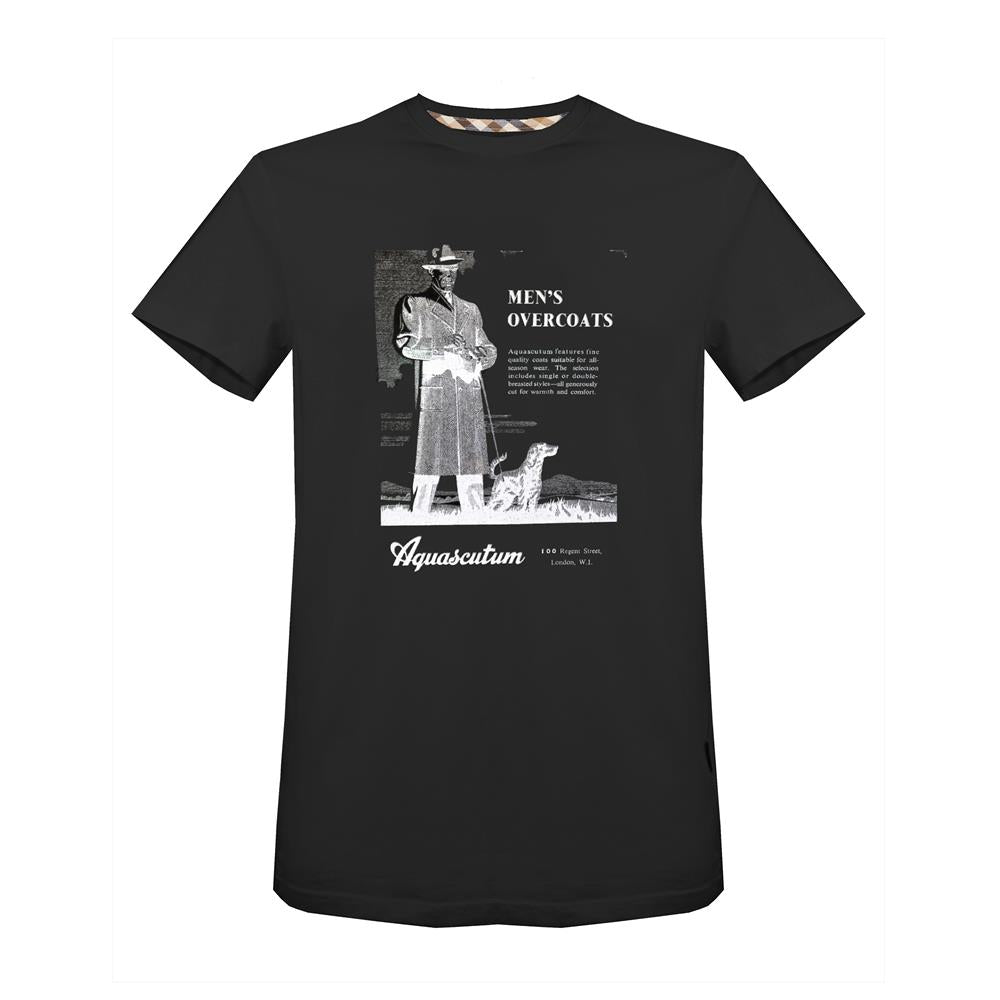 Aquascutum Mens T Shirt with Dog Design in Black Sale Lab UK