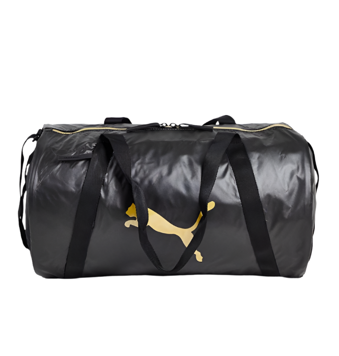 Puma Womens Training Essentials Barrel Bag In Black And Rose Gold
