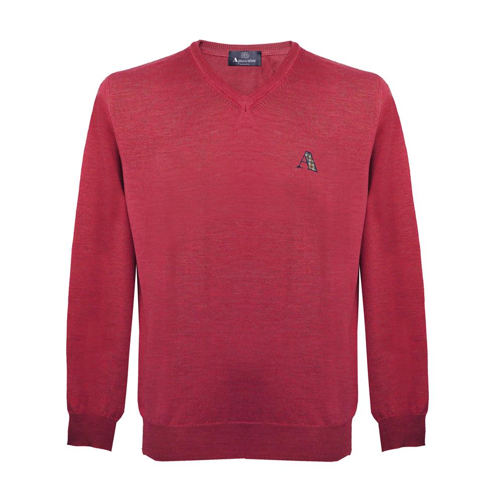 Aquascutum Mens Long Sleeved V Neck Knitwear Jumper with Logo in