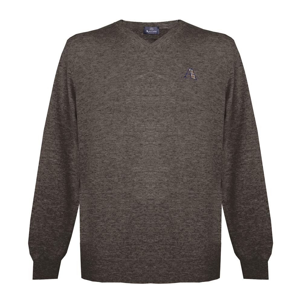 Aquascutum Mens Long Sleeved V Neck Knitwear Jumper with Logo in