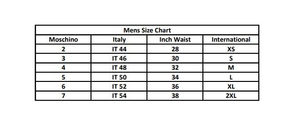 Moschino sweater size chart hotsell