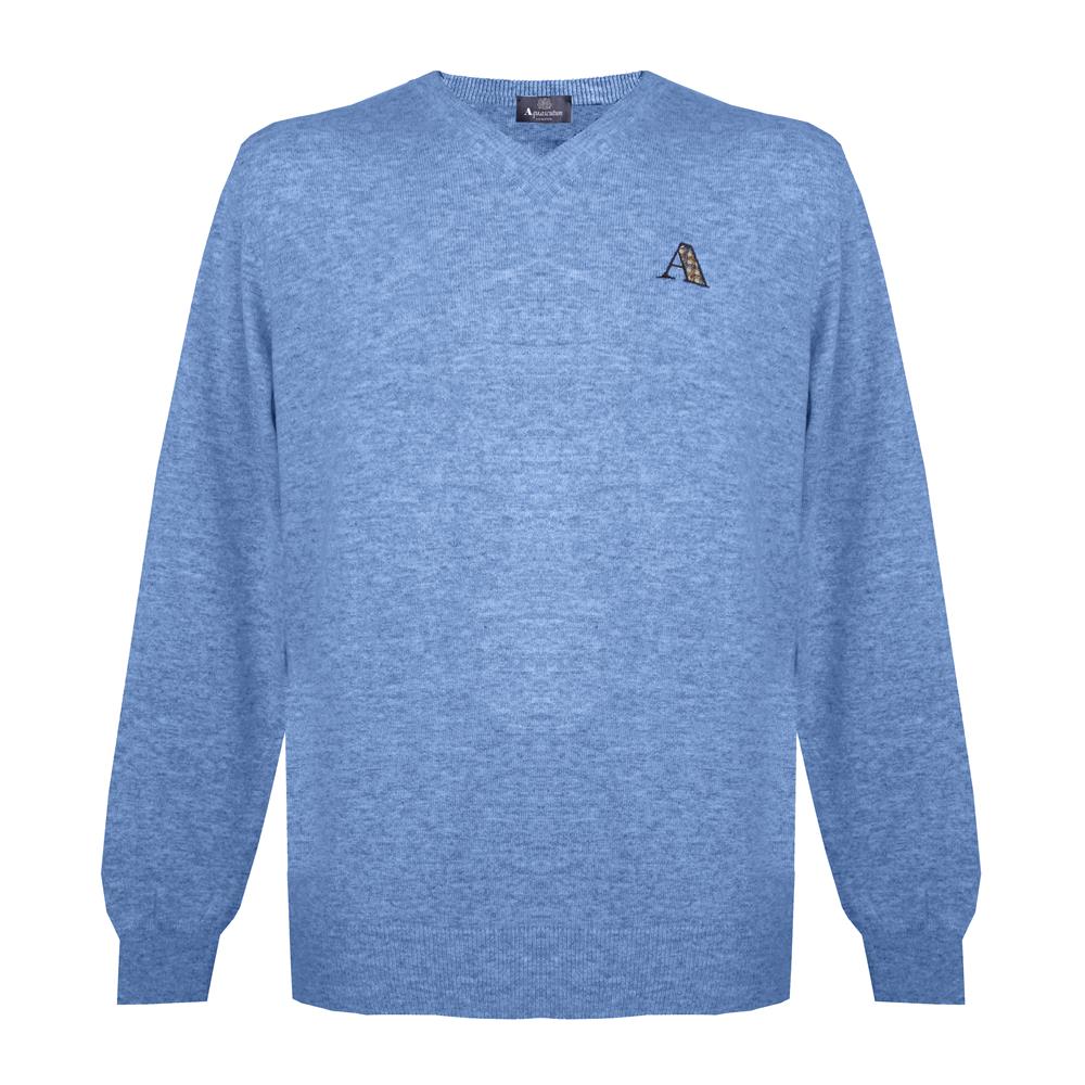 Aquascutum Mens Long Sleeved V Neck Knitwear Jumper with Logo in