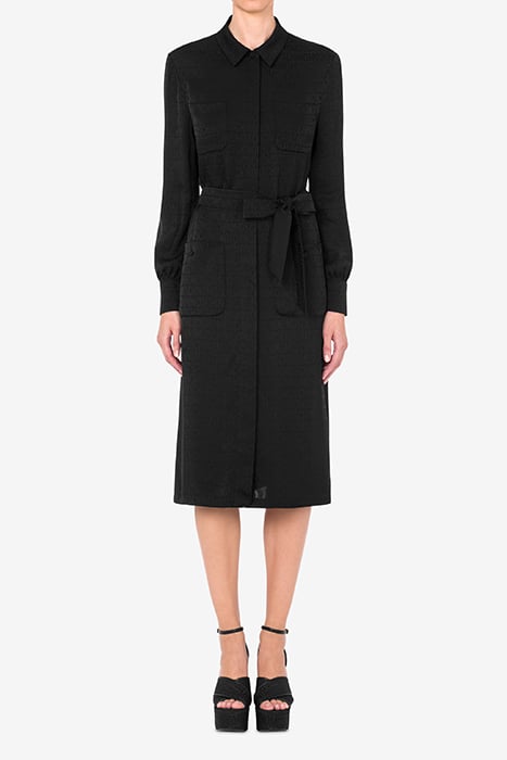 Allover Logo Shirt Dress in Black