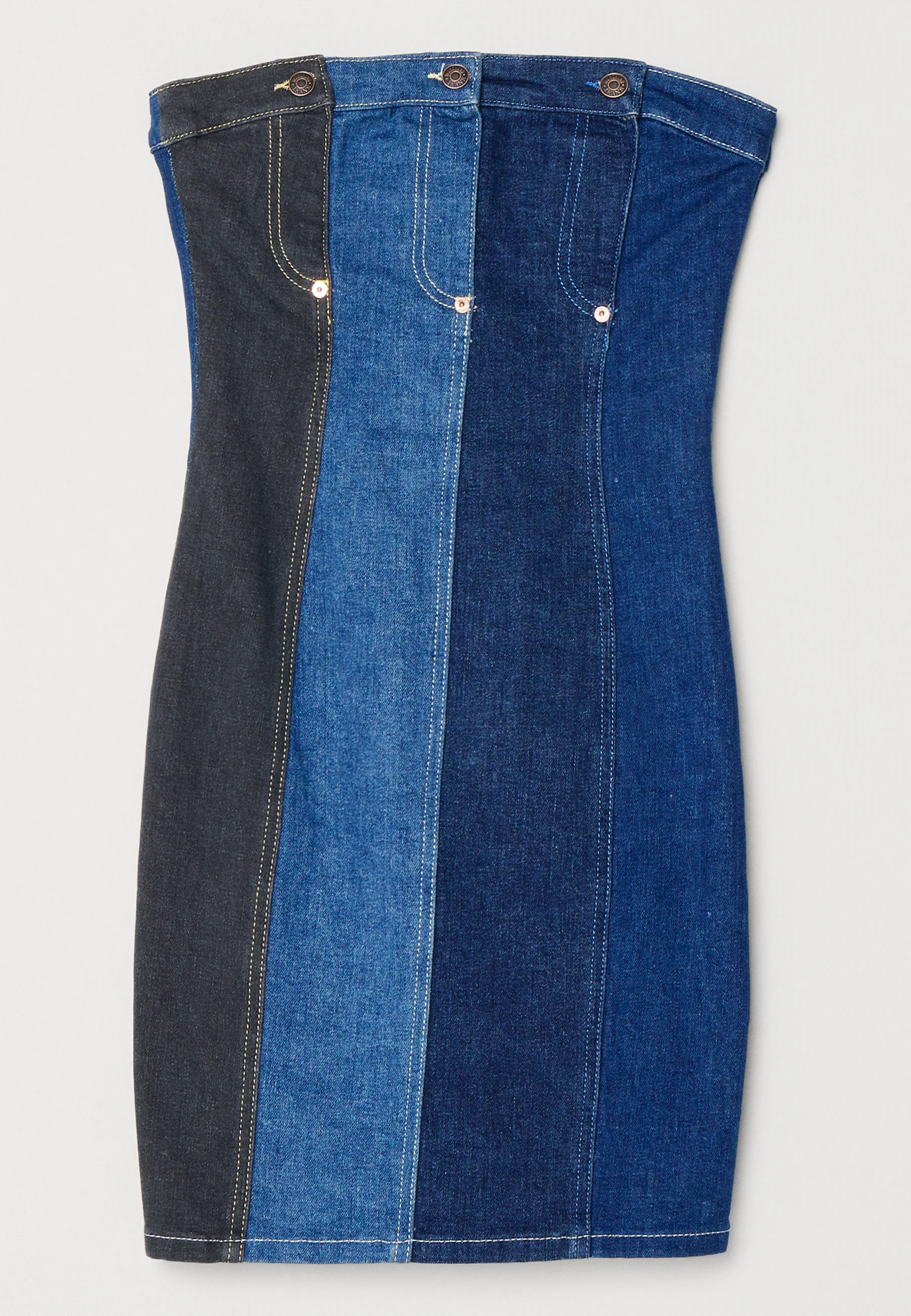 Moschino Patchwork Denim Mini Dress in Blue