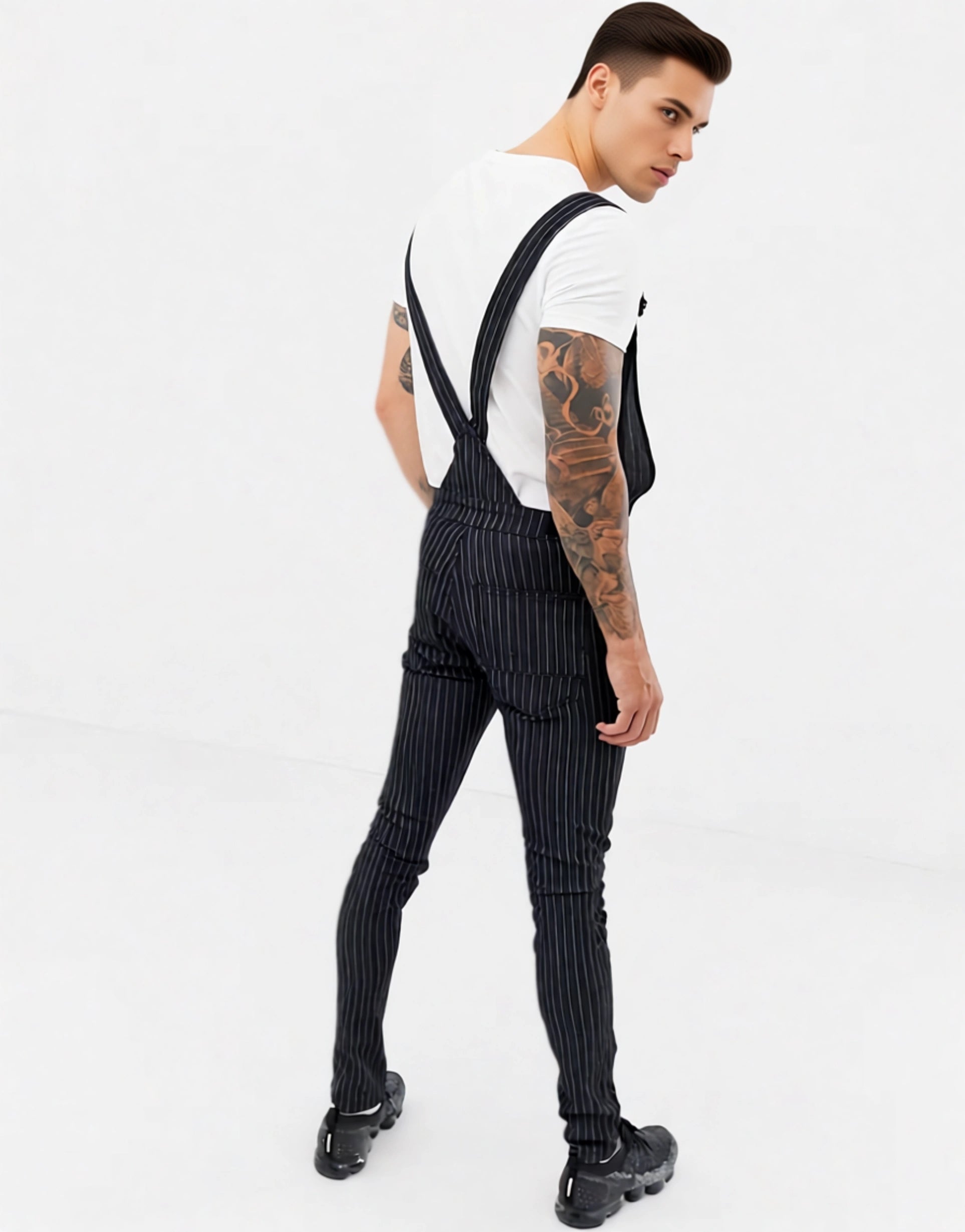 Liquor N Poker Mens Dungarees With Pinstripe In Black