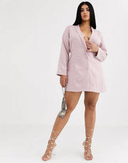 Saint Genies Plus Womens Pearl Embellished Blazer in Blush