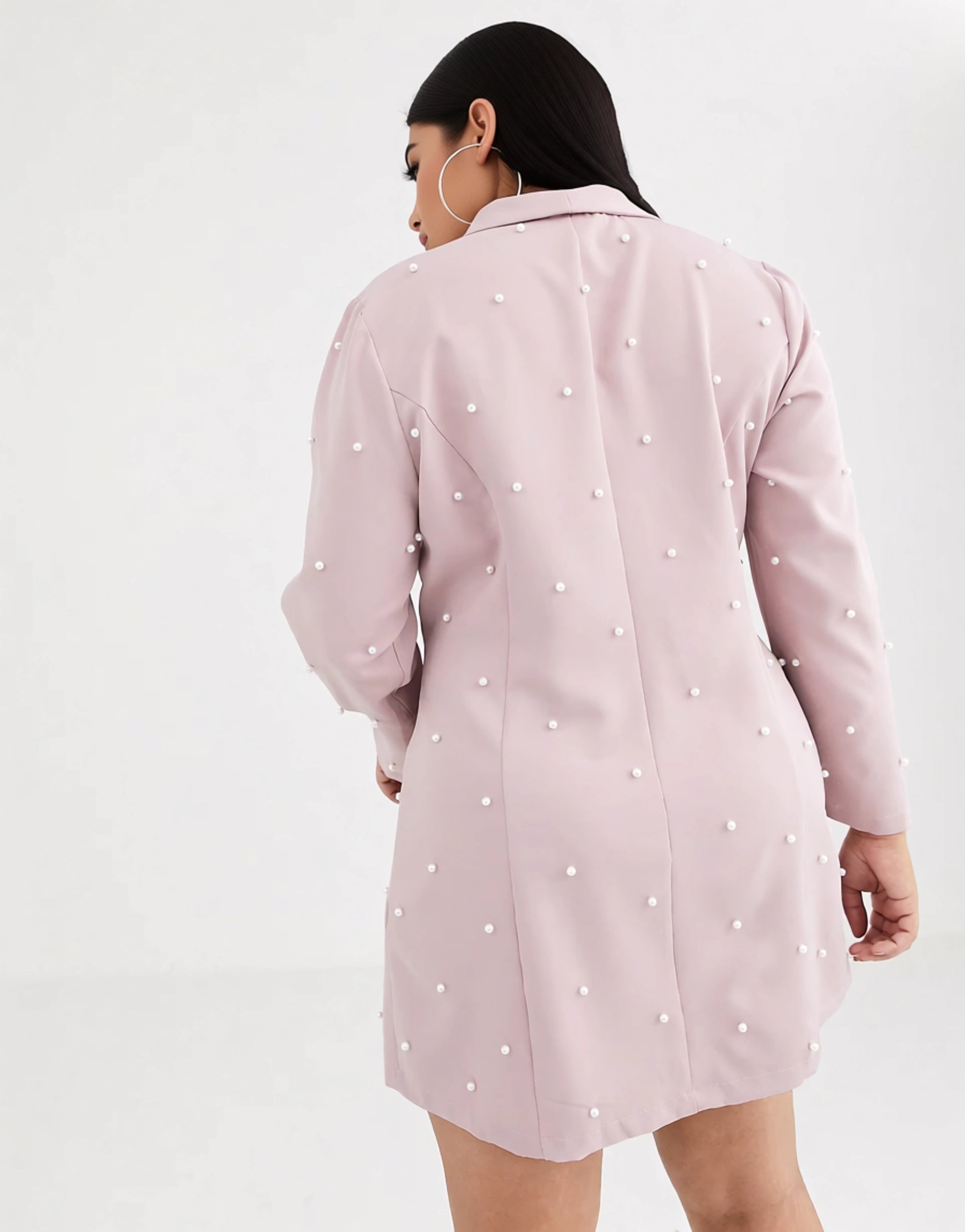 Saint Genies Plus Womens Pearl Embellished Blazer in Blush