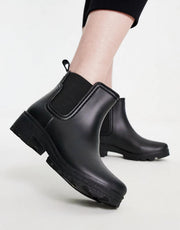 London Rebel Womens Chunky Chelsea Welly in Matte Black