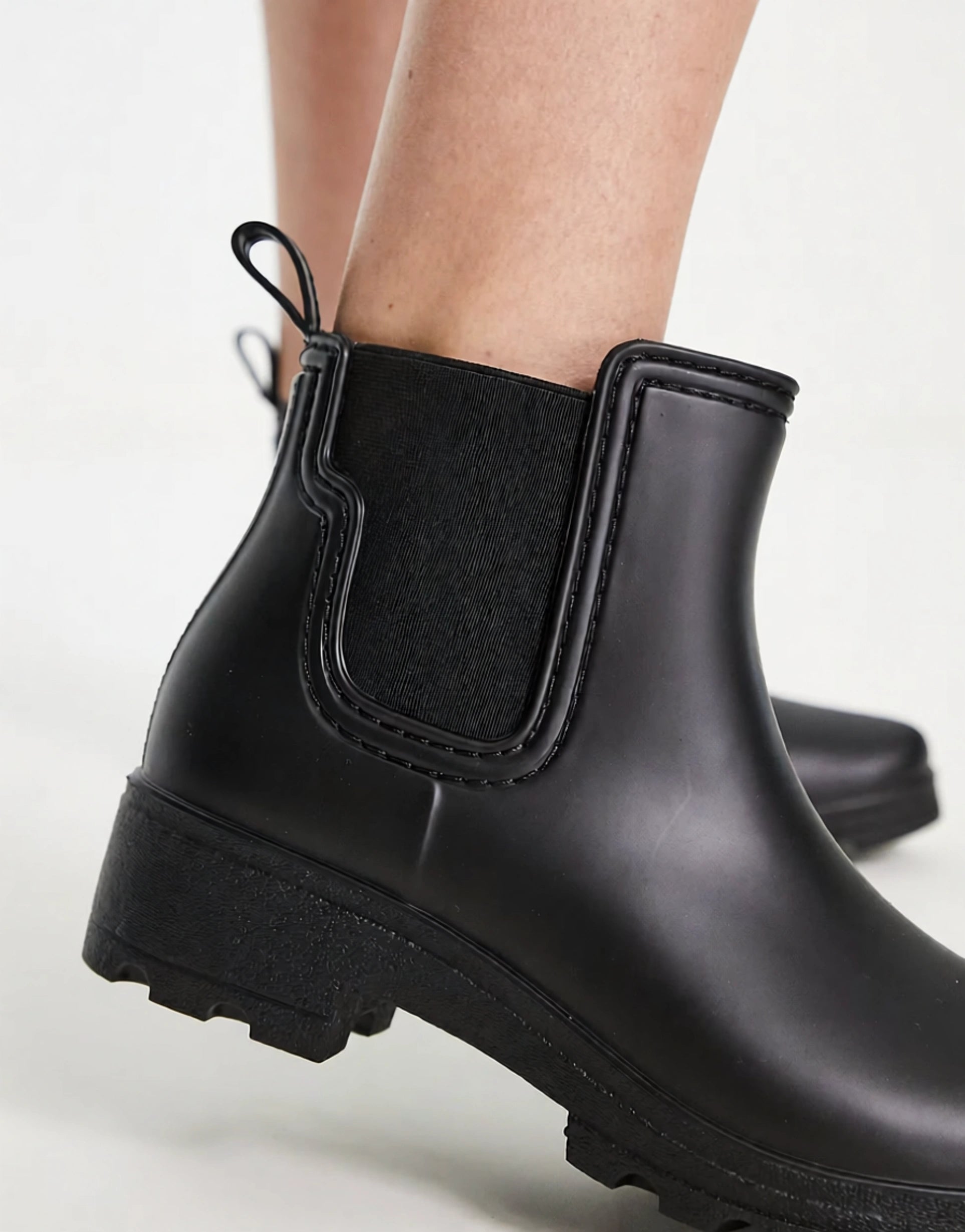 London Rebel Womens Chunky Chelsea Welly in Matte Black