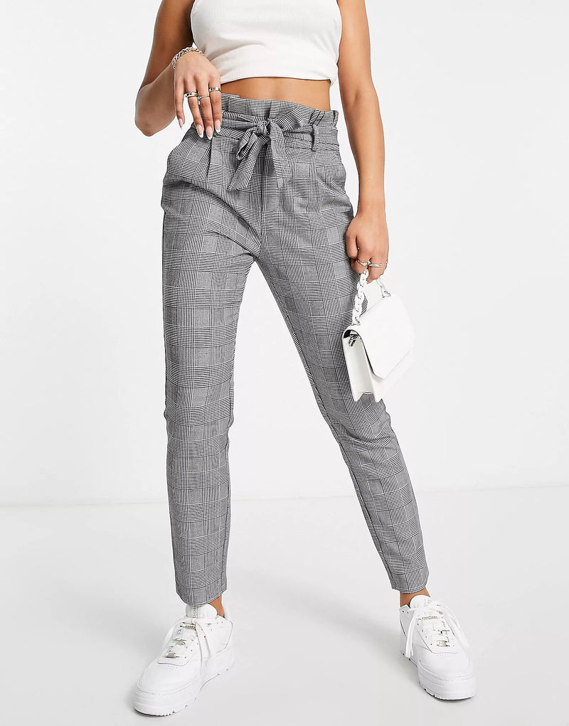 Womens Vero Moda Paperbag Trousers In Monochrome Dogtooth