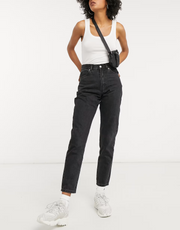 Dr Denim Womens Nora High Rise Mom Jeans In Black
