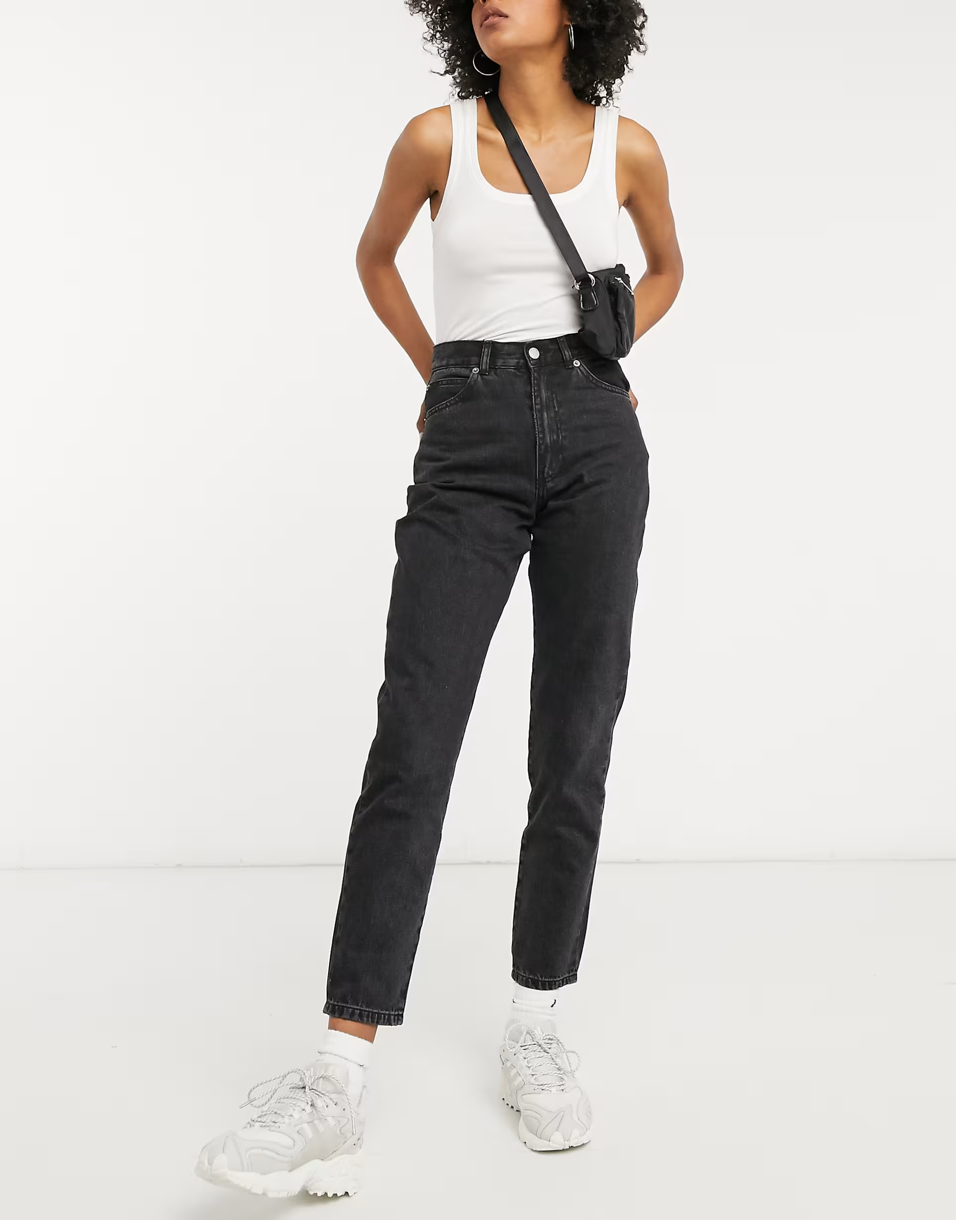 Dr Denim Womens Nora High Rise Mom Jeans In Black