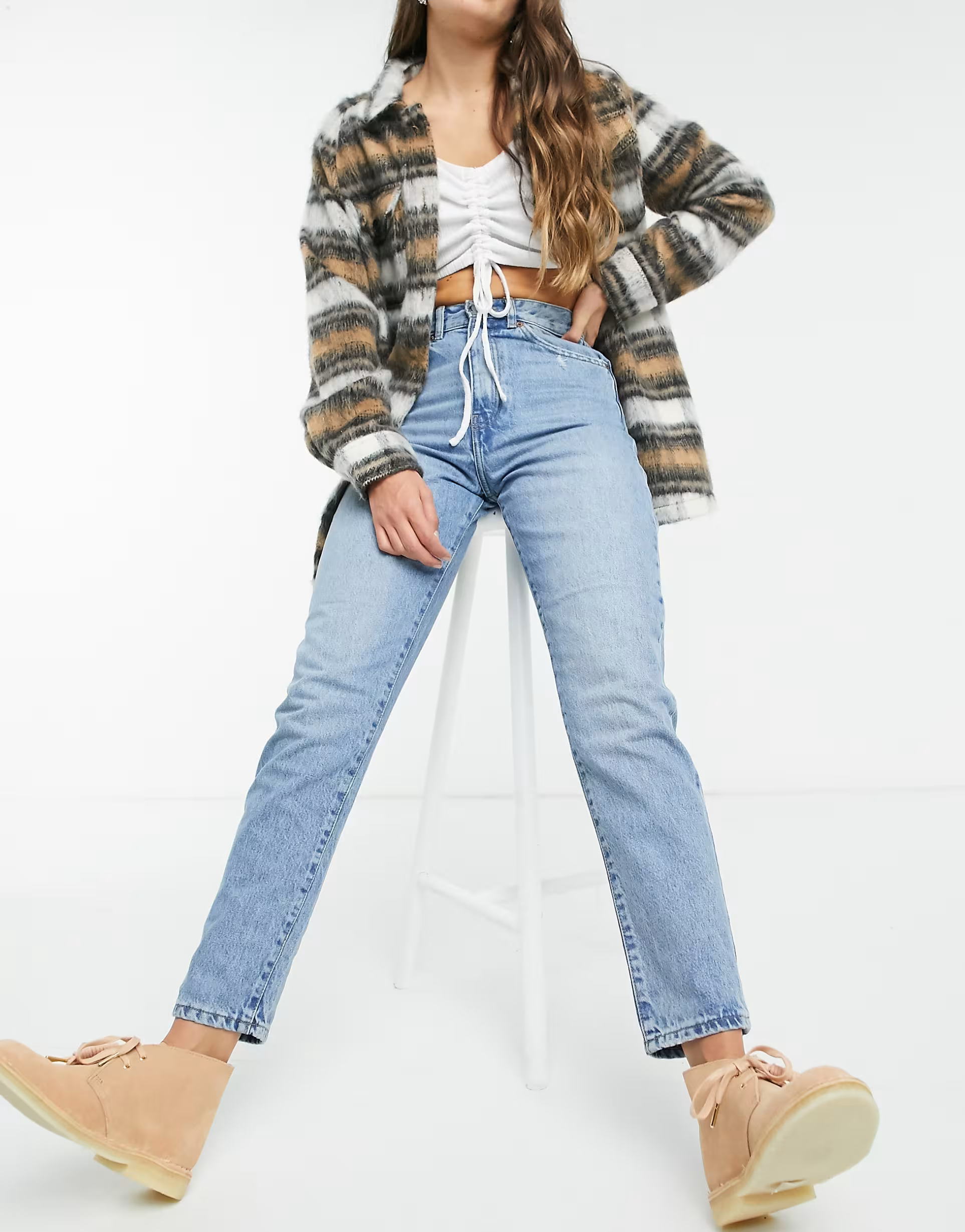 Dr Denim Womens Nora Sky High Mom Jeans in Blue