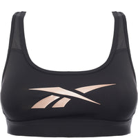 Reebok Womens Logo Mesh-Back Black Sports Bra Gym Vest