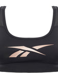 Reebok Womens Logo Mesh-Back Black Sports Bra Gym Vest