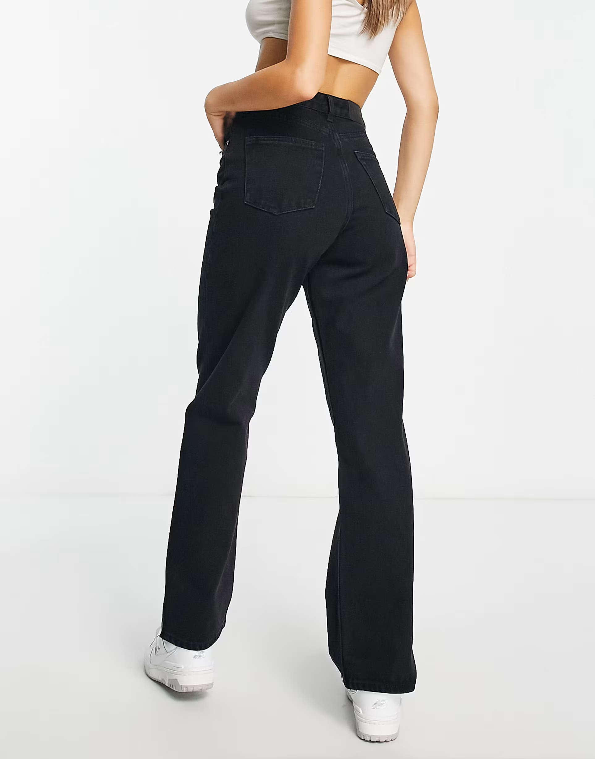 Monki Womens Taiki High Waist Straight Leg Jean in Wash Black