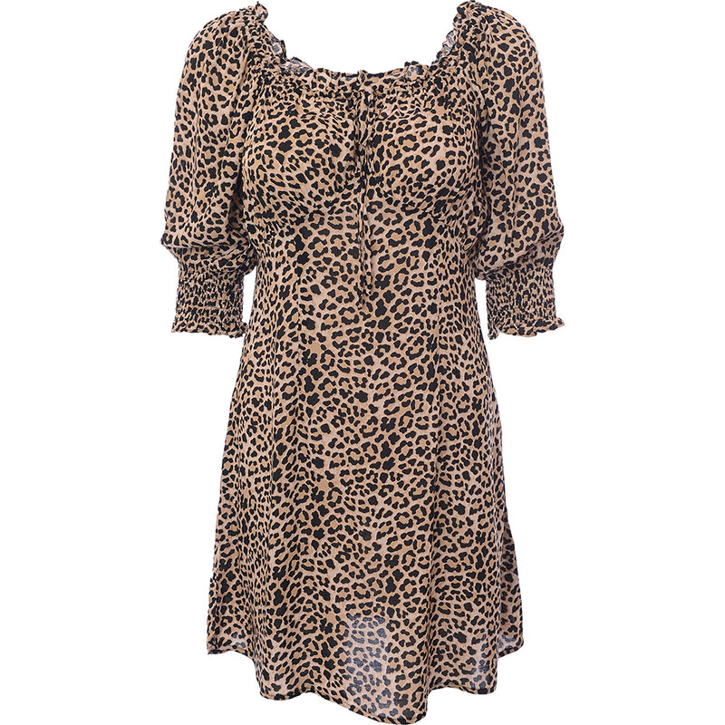 Wednesday'S Girl Mini Dress With Puff Sleeves In Leopard Print