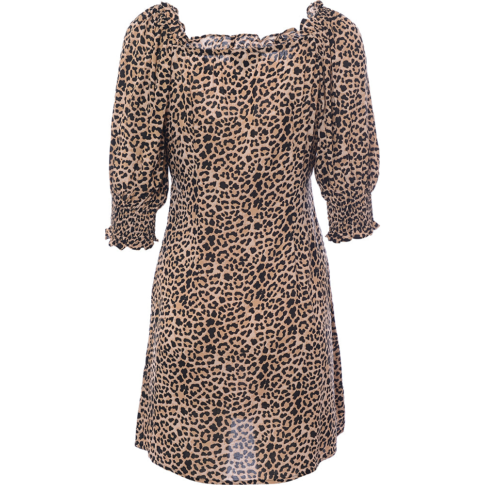 Wednesday'S Girl Mini Dress With Puff Sleeves In Leopard Print