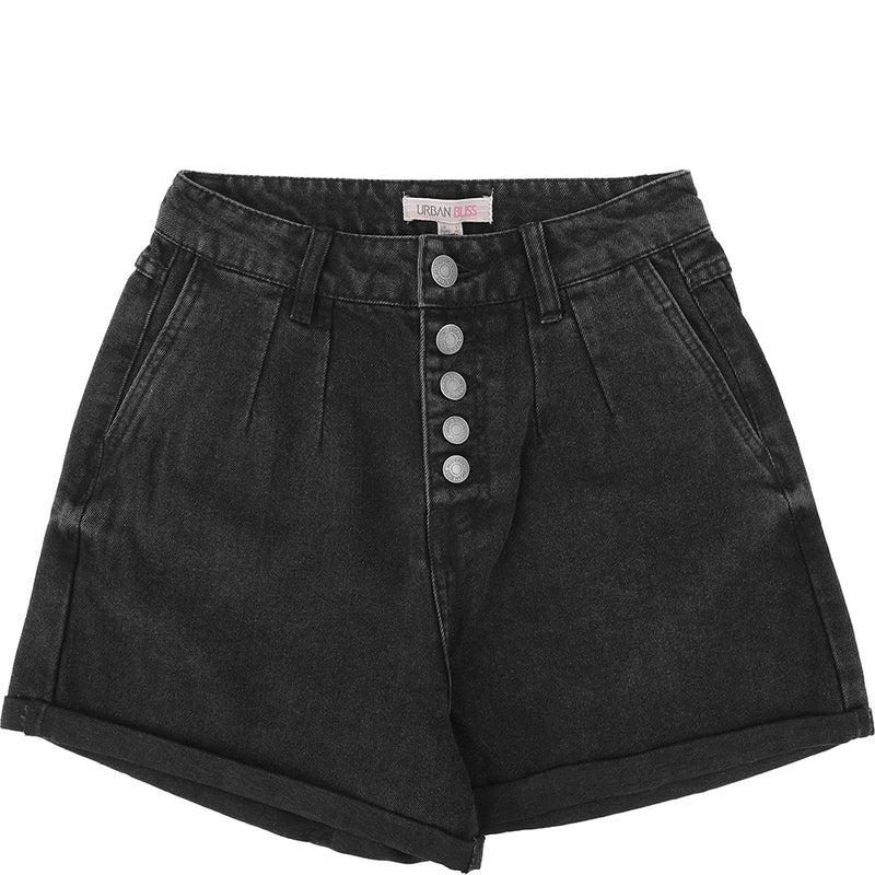 Urban Bliss Women's Black Exposed Front Button Short