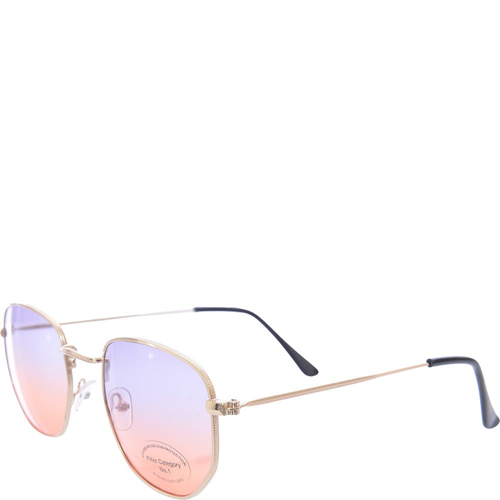 South Beach Women's Ombre Lens 90S Hexagonal Aviator Sunglasses