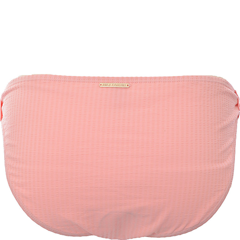 Juicy Couture Women's Pink Seersucker Call Me Sunshine Smocked Bandeau Bikini Bottoms