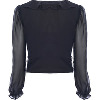 Wednesday'S Girl Women's Wrap Top With Sheer Balloon Sleeves