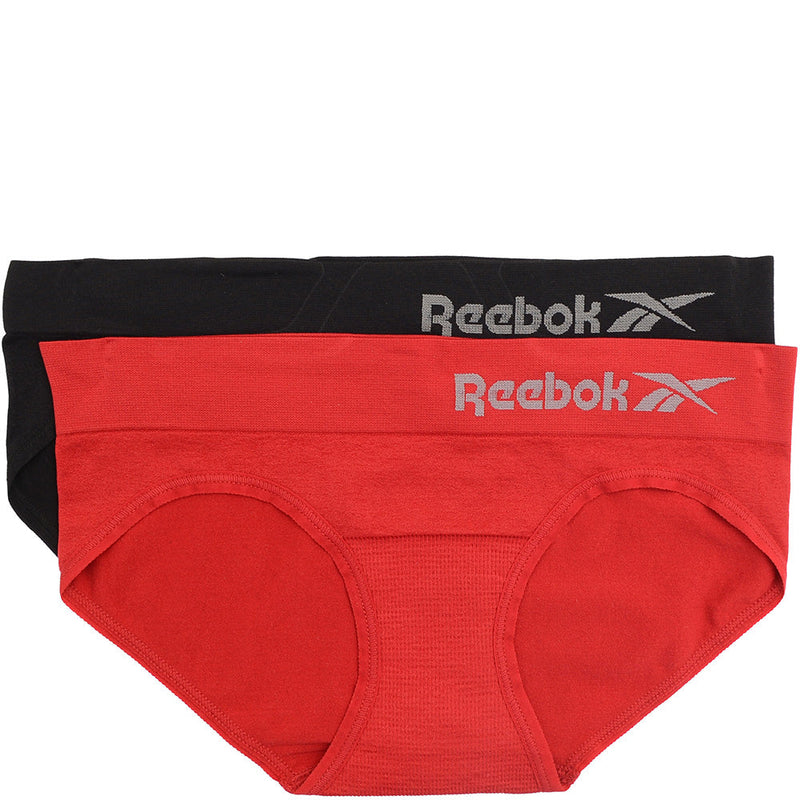 Reebok Womens 2 Pack Seamless Brief in Black & Red