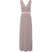 Tfnc Women's Grey Bridesmaid Plunge Front Bow Back Maxi Dress