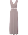 Tfnc Women's Grey Bridesmaid Plunge Front Bow Back Maxi Dress