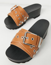 Calvin Klein Womens Jeans Valynda Chunky Mules In Multi