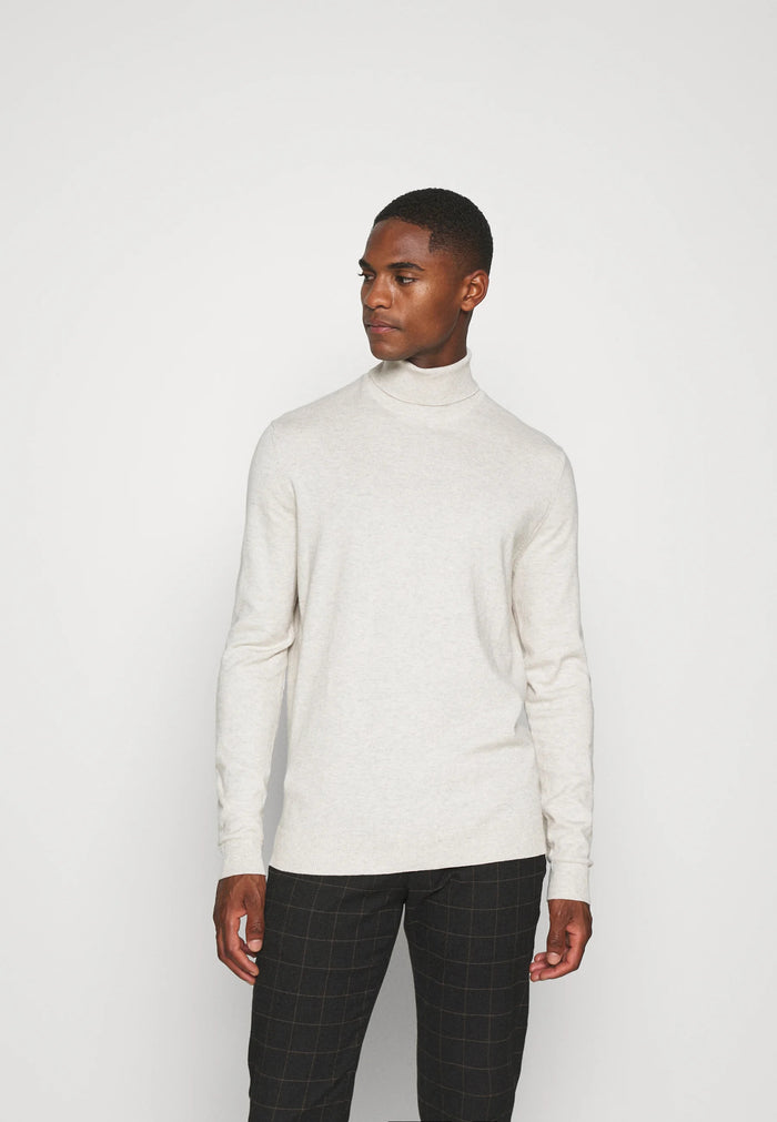 Mens Esprit Roll Neck in Beige Marl