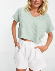 Gilly Hicks Womens Co-Ord Pyjama Top in Mint