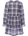 Wednesday's Girl Womens Vintage Check Mini Smock Dress with Tiered Skirt and Collar