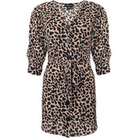 Wednesday's Girl Women's Dalmatian Spot Belted Mini Dress With Puff Sleeves