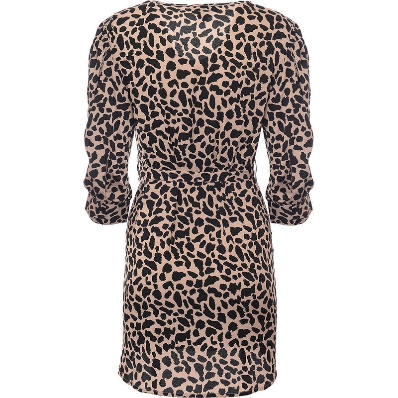 Wednesday's Girl Women's Dalmatian Spot Belted Mini Dress With Puff Sleeves