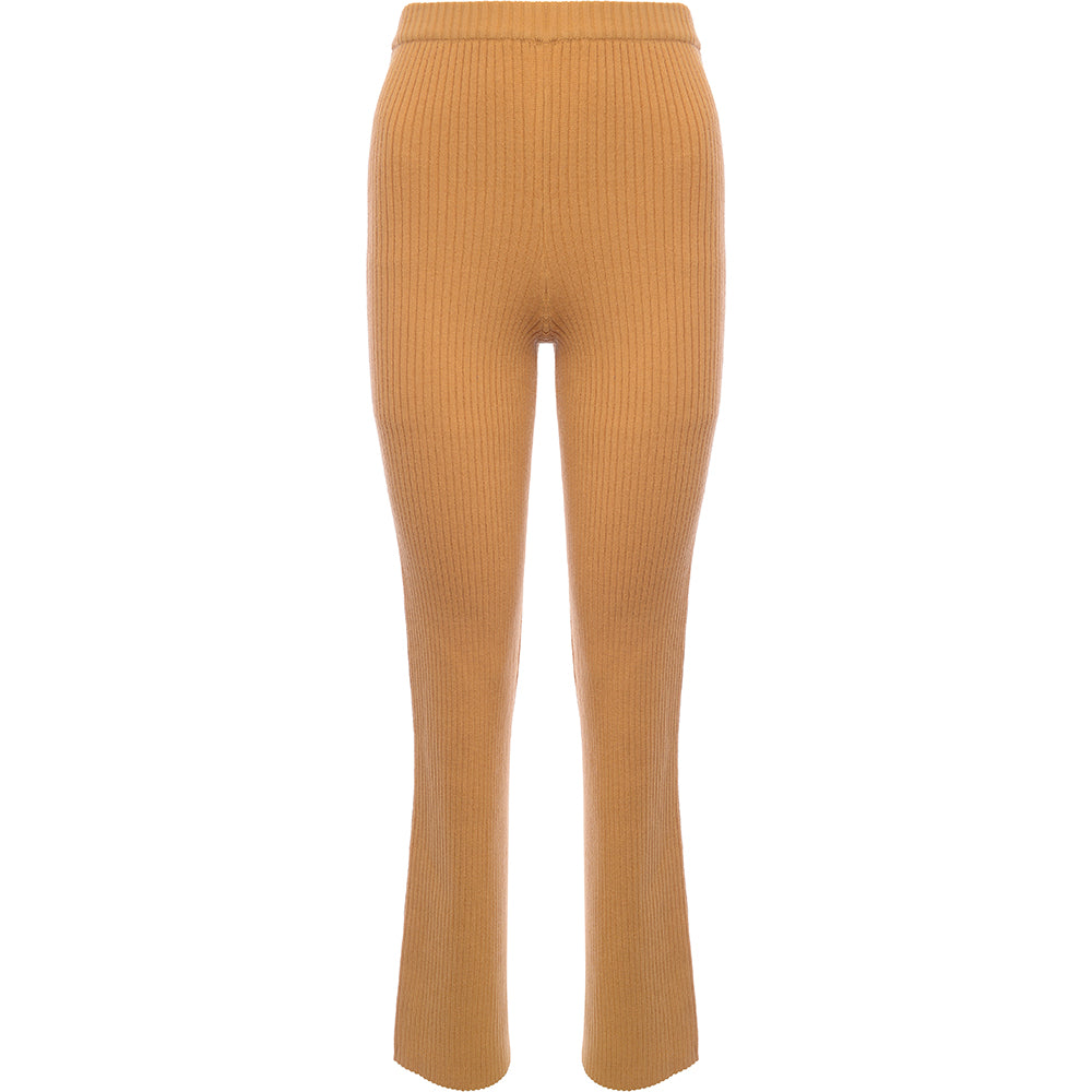 M Lounge Womens Yellow Relaxed Knitted Trousers with Split