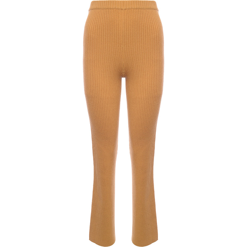 M Lounge Womens Yellow Relaxed Knitted Trousers with Split