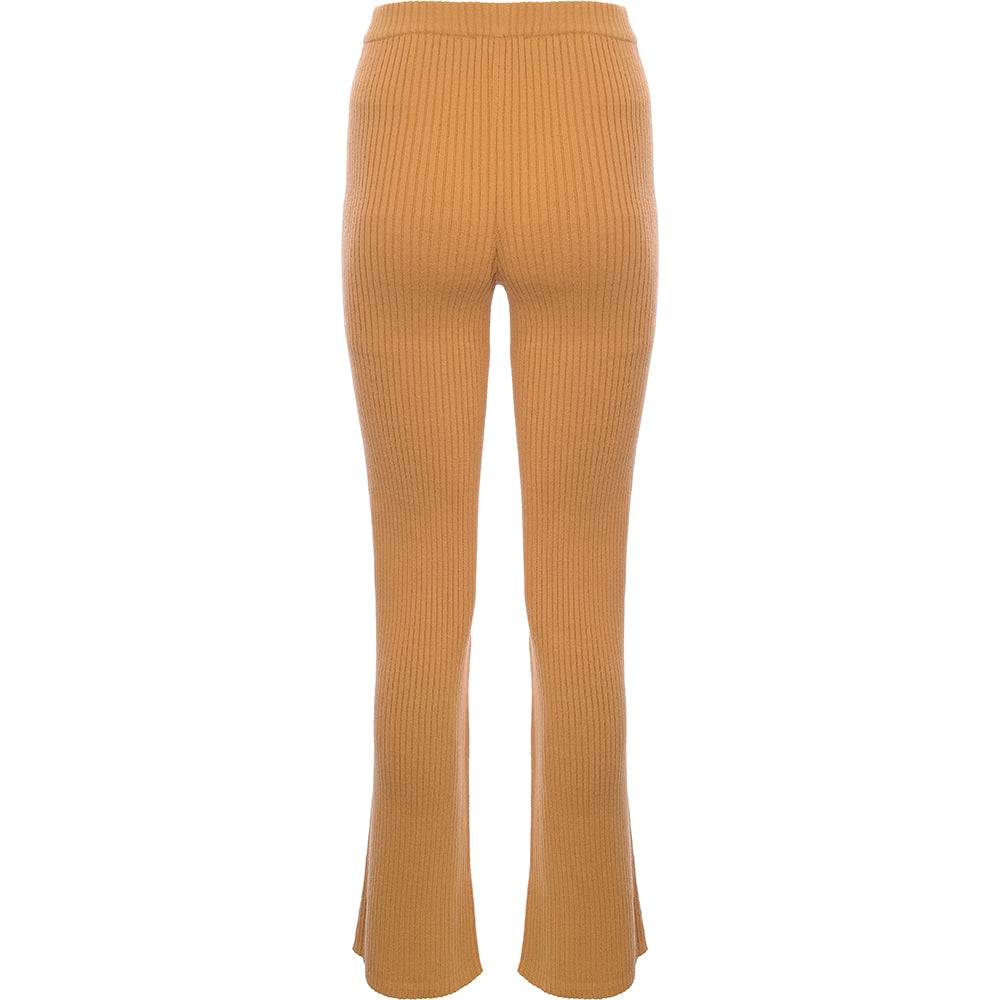 M Lounge Womens Yellow Relaxed Knitted Trousers with Split