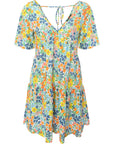 Wednesday's Girl Womens Summer Floral Mini Smock Dress with Tiered Skirt