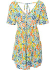 Wednesday's Girl Womens Summer Floral Mini Smock Dress with Tiered Skirt