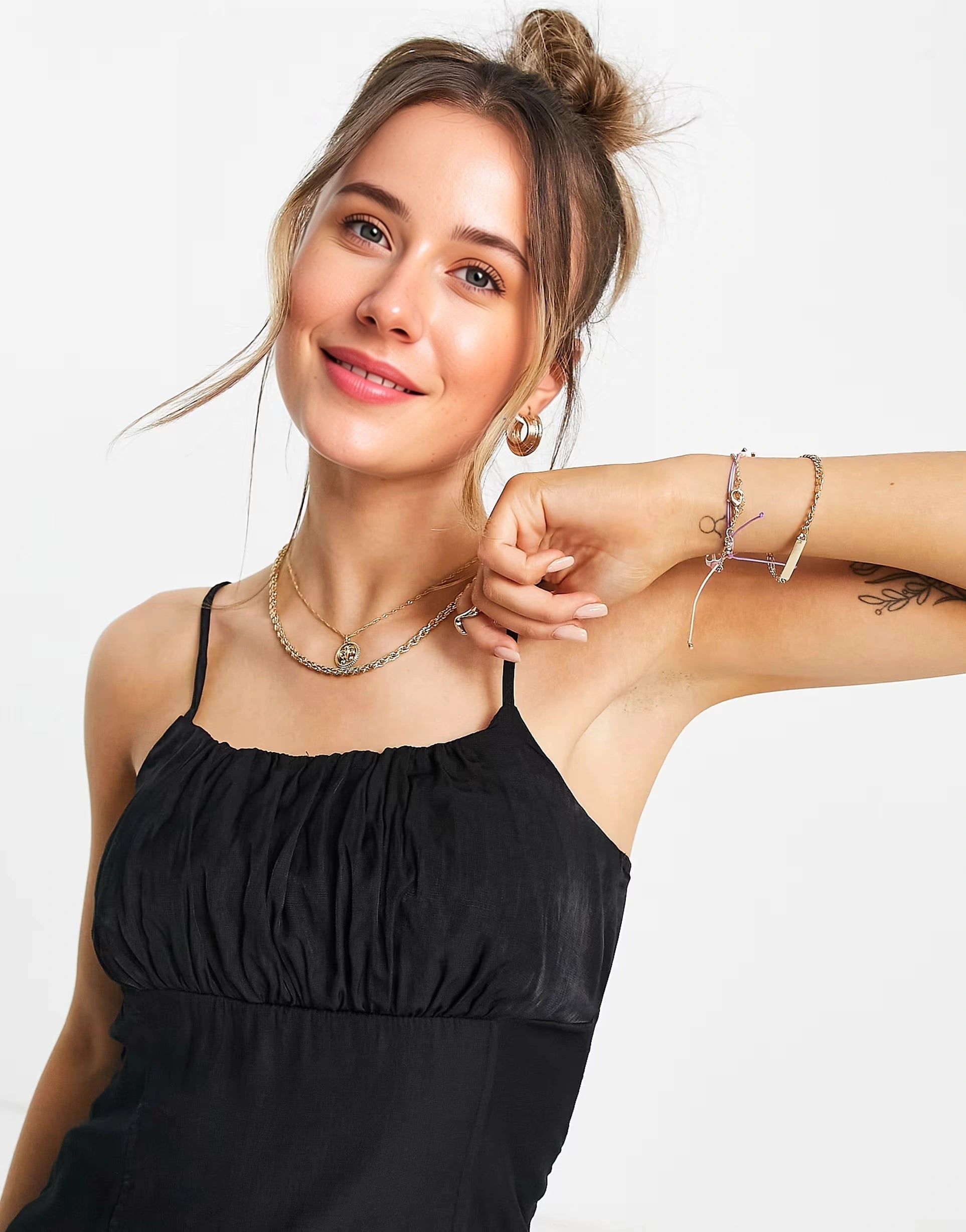 Urban Bliss Womens Gathered Front Mini Cami Dress In Black