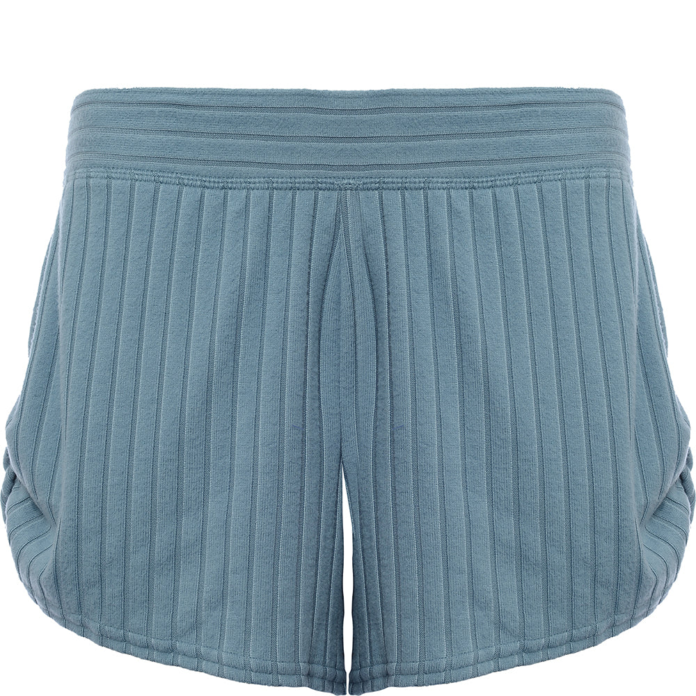 Gilly Hicks Women's Denim Blue Ribbed Mini Shorts Loungewear