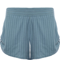 Gilly Hicks Women's Denim Blue Ribbed Mini Shorts Loungewear