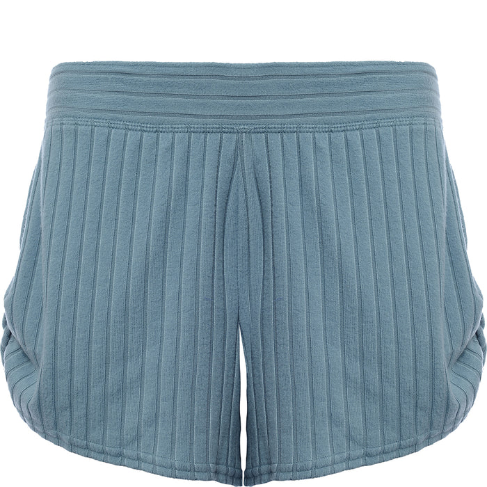 Gilly Hicks Women's Denim Blue Ribbed Mini Shorts Loungewear