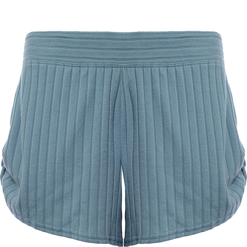 Gilly Hicks Women's Denim Blue Ribbed Mini Shorts Loungewear