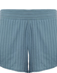 Gilly Hicks Women's Denim Blue Ribbed Mini Shorts Loungewear