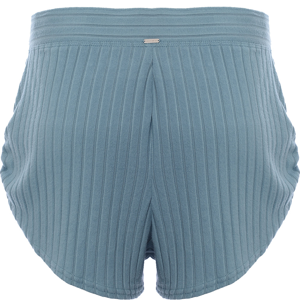 Gilly Hicks Women's Denim Blue Ribbed Mini Shorts Loungewear